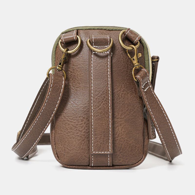 Mænd Mini Syning Farve Casual Crossbody Tasker Aftagelig Skulderrem All-match 6.5 Tommer Telefontaske