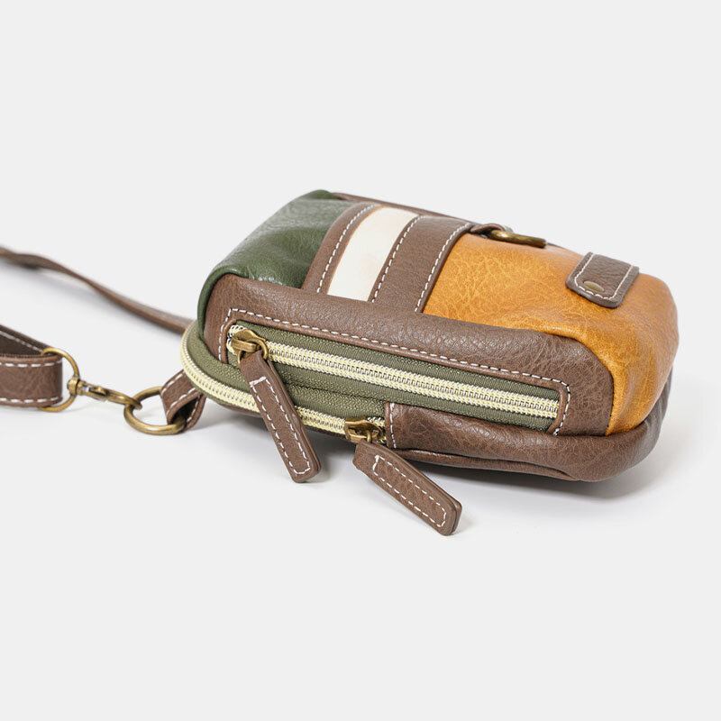 Mænd Mini Syning Farve Casual Crossbody Tasker Aftagelig Skulderrem All-match 6.5 Tommer Telefontaske