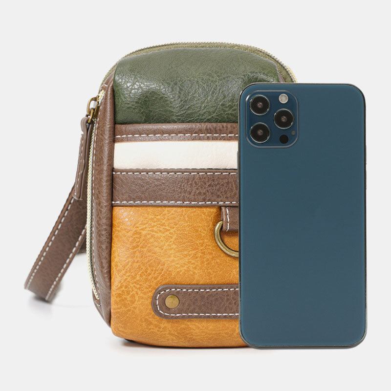 Mænd Mini Syning Farve Casual Crossbody Tasker Aftagelig Skulderrem All-match 6.5 Tommer Telefontaske