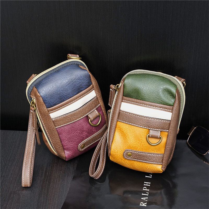 Mænd Mini Syning Farve Casual Crossbody Tasker Aftagelig Skulderrem All-match 6.5 Tommer Telefontaske