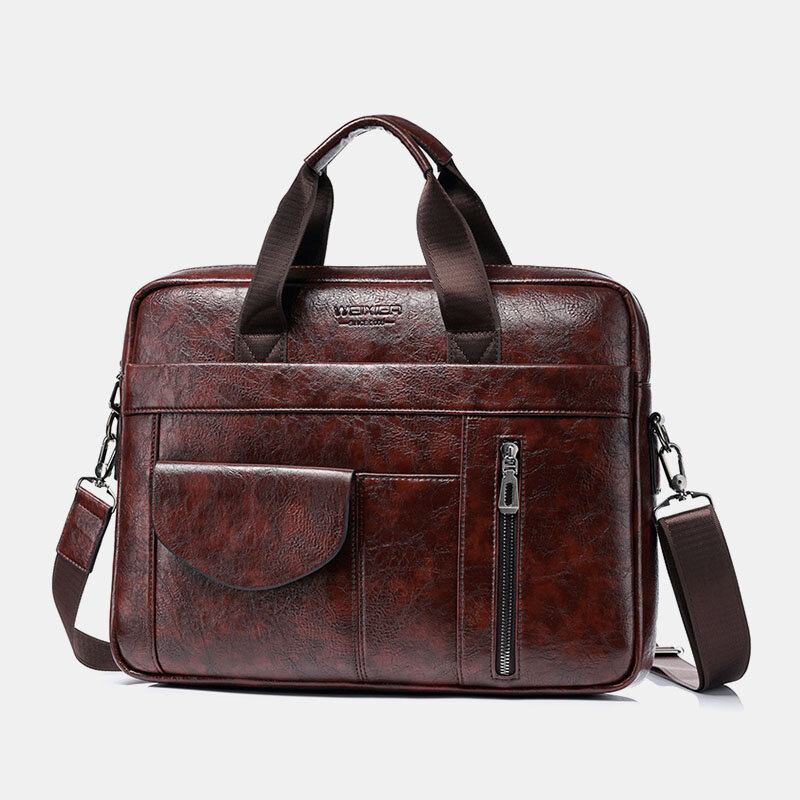 Mænd Multi-pocket Anti-tyveri Crossbody Tasker Stor Kapacitet Retro 13.3 Tommer Laptop Messenger Taske Briefcase Skuldertaske