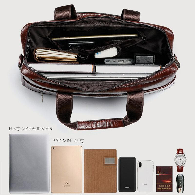 Mænd Multi-pocket Anti-tyveri Crossbody Tasker Stor Kapacitet Retro 13.3 Tommer Laptop Messenger Taske Briefcase Skuldertaske