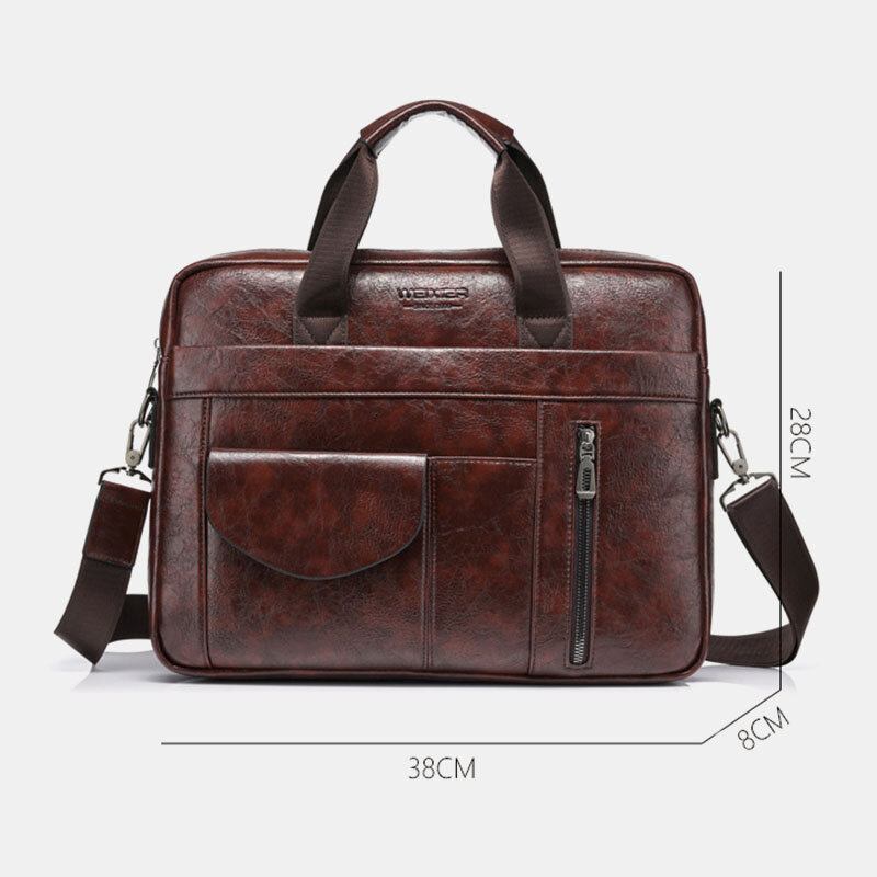 Mænd Multi-pocket Anti-tyveri Crossbody Tasker Stor Kapacitet Retro 13.3 Tommer Laptop Messenger Taske Briefcase Skuldertaske