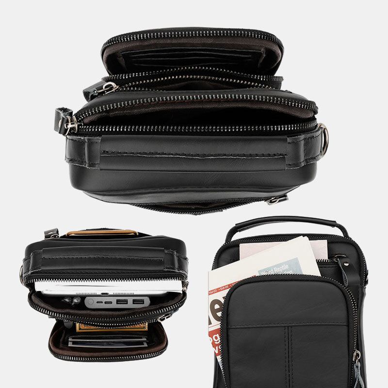 Mænd Multi-pocket Retro 6.5 Tommer Telefontaske Taljetaske Ryg Tyverisikre Lommedesign Crossbody-tasker Bæltetaske