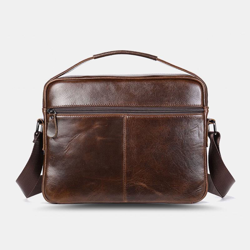 Mænd Olievoks Læder Stor Kapacitet Vandtæt Messenger Taske Briefcase Multi-lomme Kohud Crossbody Tasker Skuldertaske