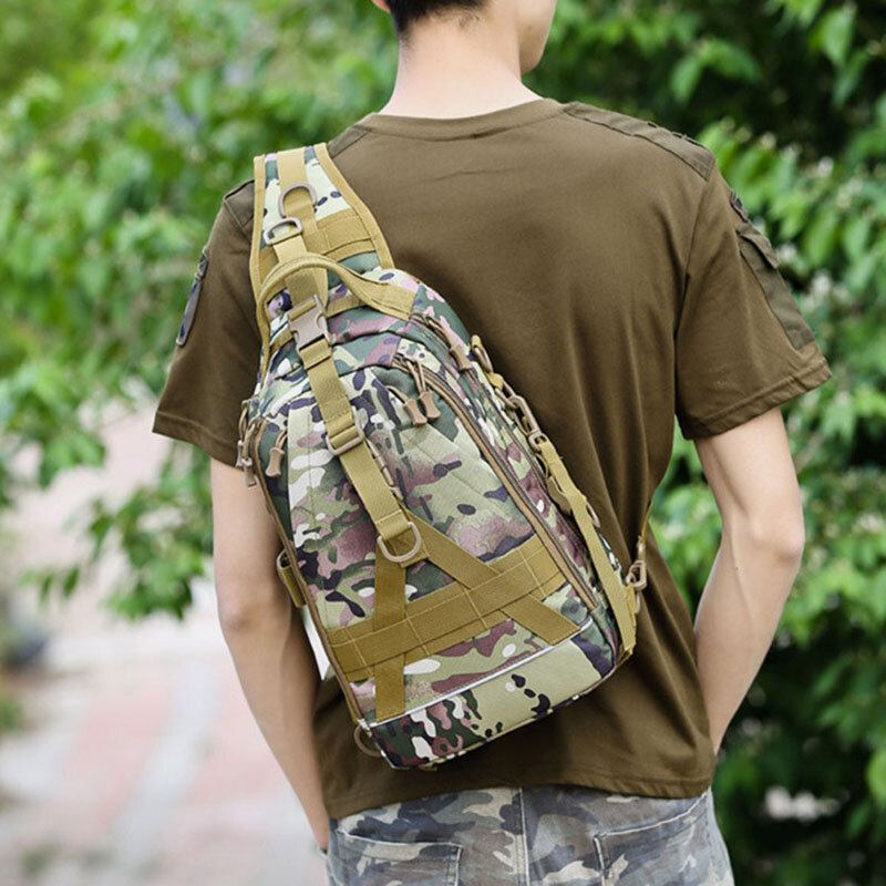 Mænd Oxford Camo Multifunktion Vandtæt Udendørs Sports Ridning Taktisk Skuldertaske Crossbody Taske Brysttaske