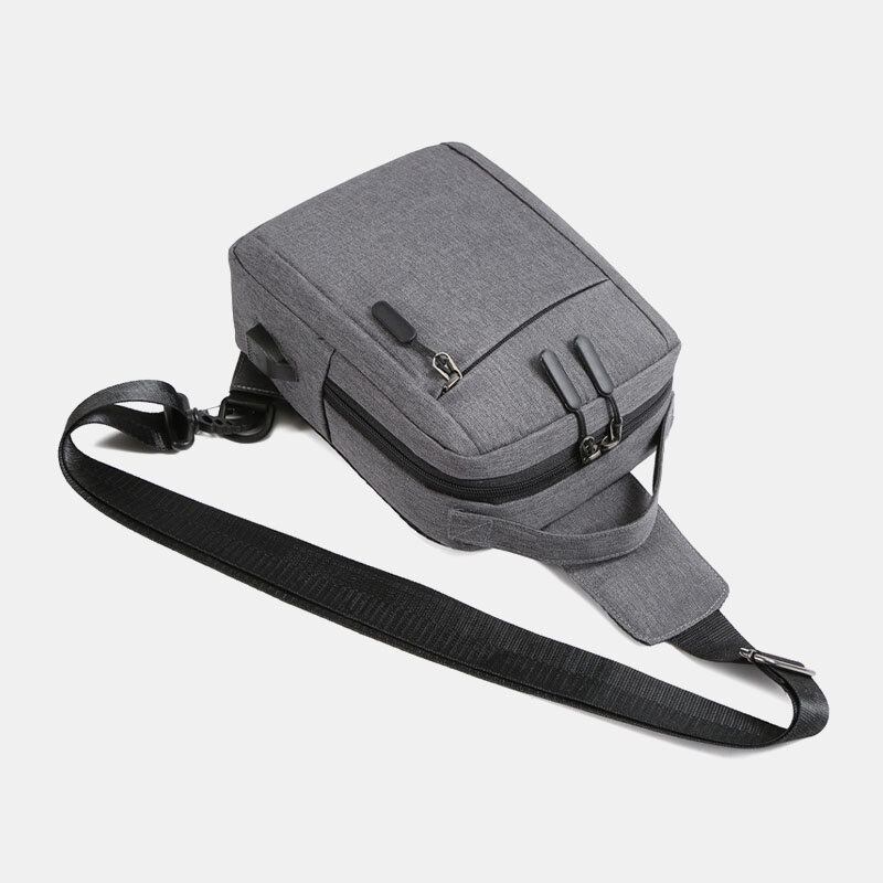 Mænd Polyester Usb Opladning Stor Kapacitet Flerlags Business Crossbody Taske Brysttaske Sling Bag