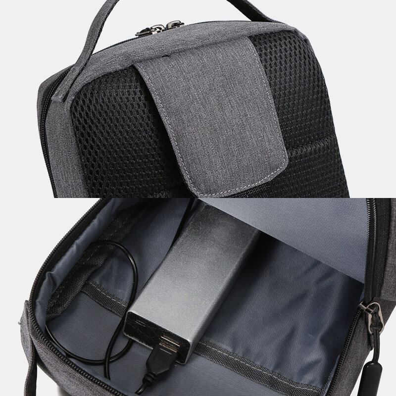 Mænd Polyester Usb Opladning Stor Kapacitet Flerlags Business Crossbody Taske Brysttaske Sling Bag