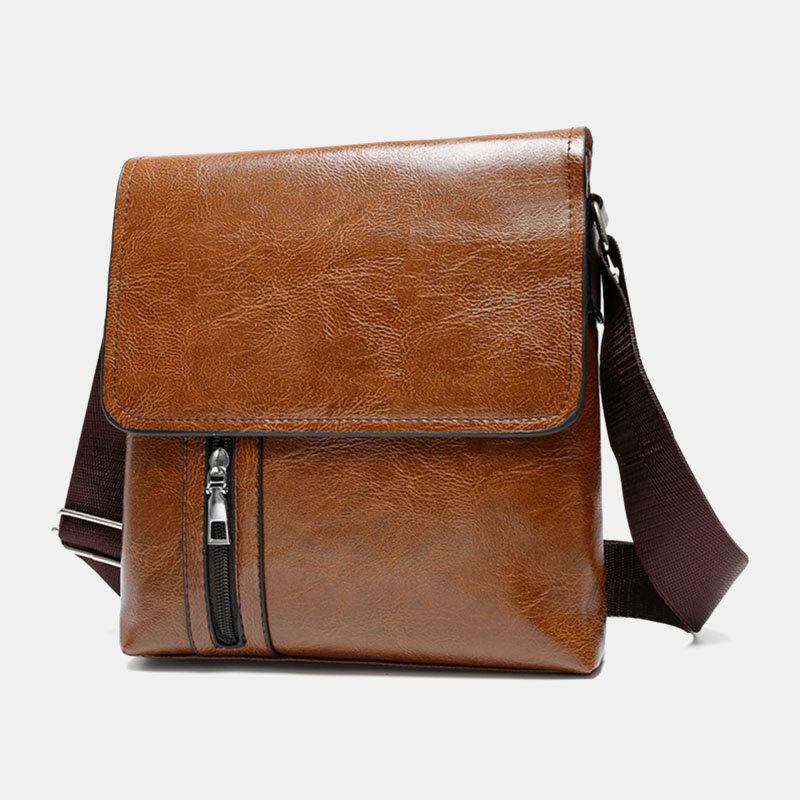 Mænd Pu Læder Anti-tyveri Skulder Stor Kapacitet Retro 6.3 Tommer Telefontaske Crossbody Tasker