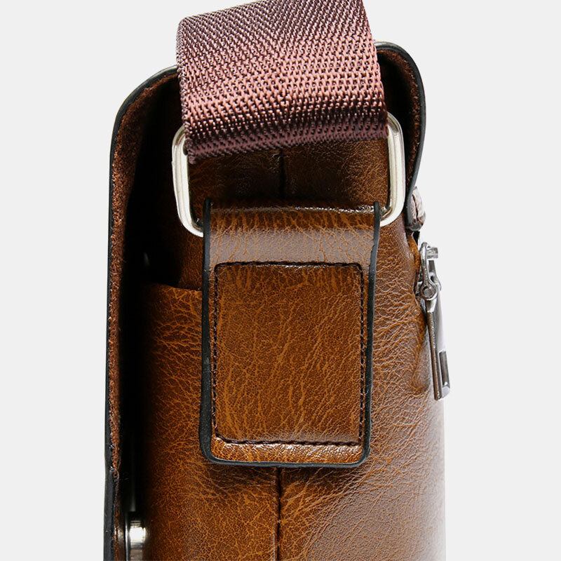 Mænd Pu Læder Anti-tyveri Skulder Stor Kapacitet Retro 6.3 Tommer Telefontaske Crossbody Tasker