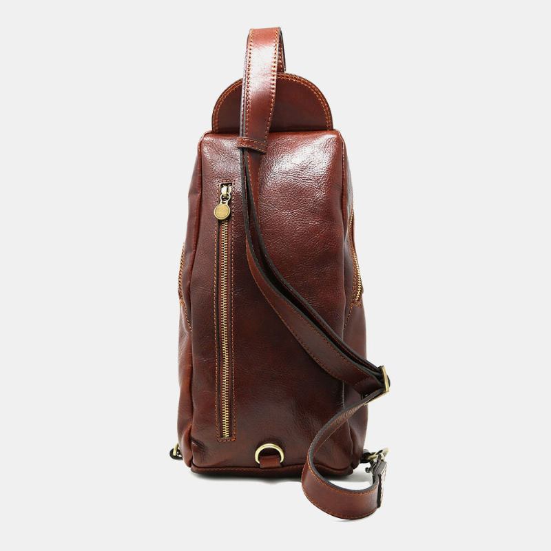 Mænd Pu Læder Anti-tyveri Vintage Casual Skuldertaske Crossbody Taske Brysttaske Sling Taske Hippie Bag