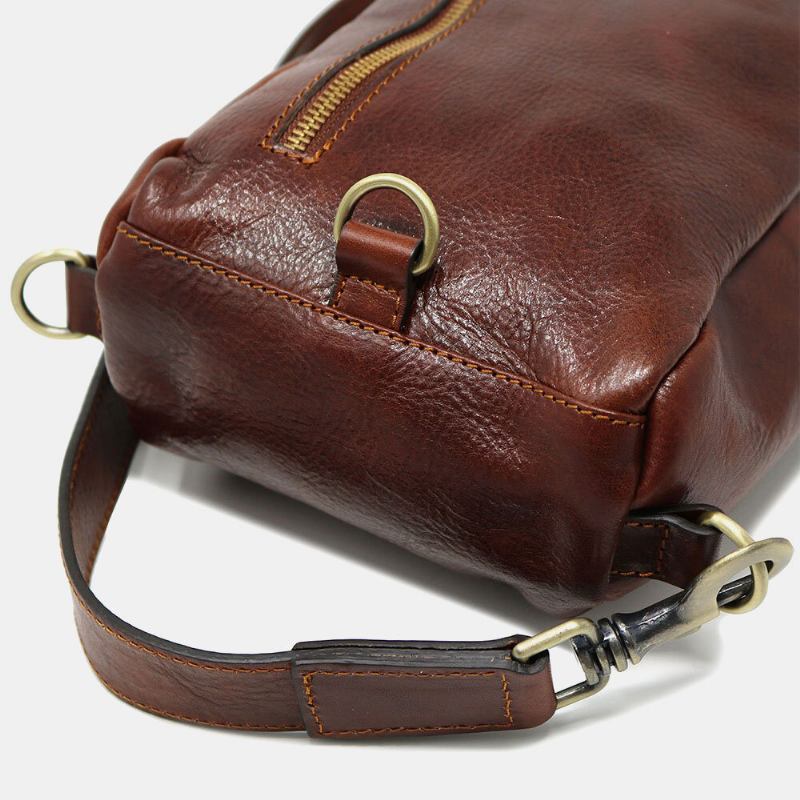 Mænd Pu Læder Anti-tyveri Vintage Casual Skuldertaske Crossbody Taske Brysttaske Sling Taske Hippie Bag