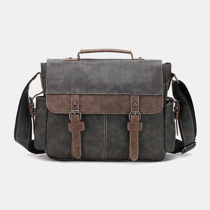 Mænd Pu Læder Flap-over Crossbody-tasker Med Stor Kapacitet Casual Fashion Messenger-taske Med Flere Lommer Håndtaske Skuldertaske