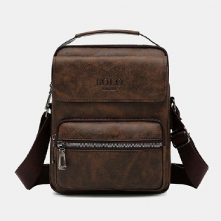 Mænd Pu Læder Multi-lomme Anti-tyveri Messenger Taske Crossbody Tasker Skuldertaske Håndtaske Briefcase