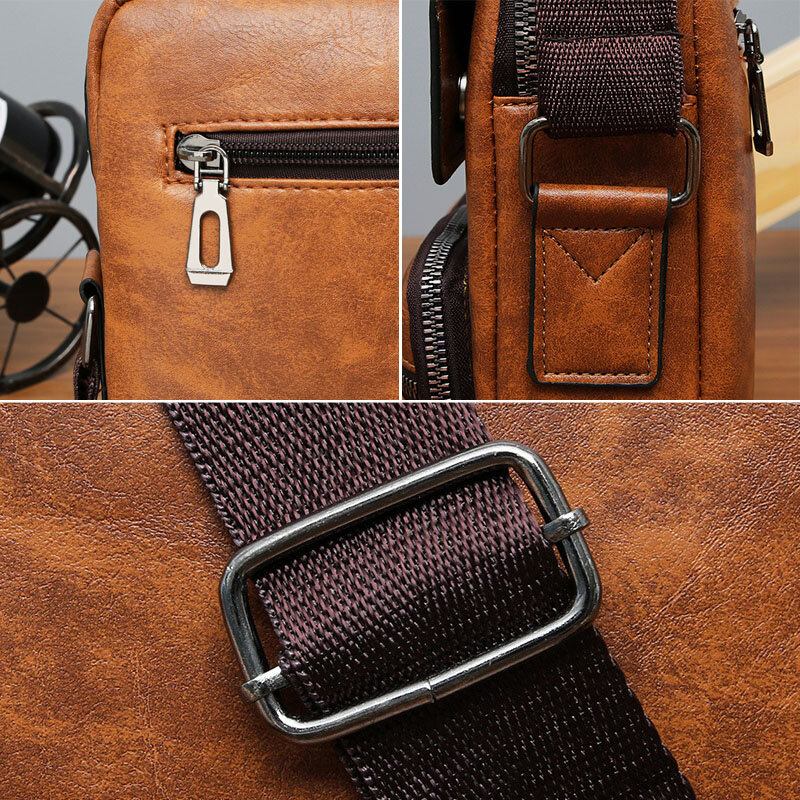 Mænd Pu Læder Multi-lomme Anti-tyveri Messenger Taske Crossbody Tasker Skuldertaske Håndtaske Briefcase