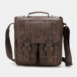 Mænd Pu Læder Multi-lommer Vintage Casual Vandtæt Åndbar Crossbody Tasker Skuldertasker