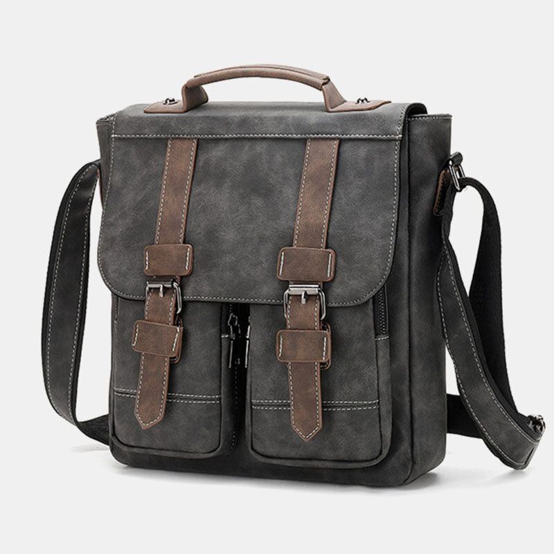 Mænd Pu Læder Multi-lommer Vintage Casual Vandtæt Åndbar Crossbody Tasker Skuldertasker