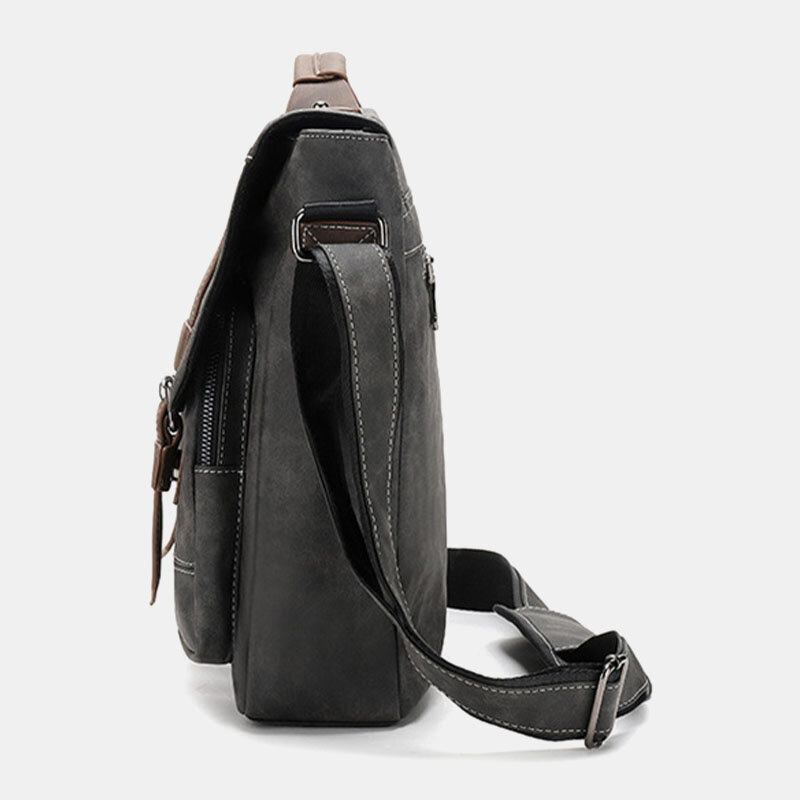 Mænd Pu Læder Multi-lommer Vintage Casual Vandtæt Åndbar Crossbody Tasker Skuldertasker