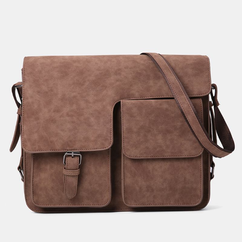 Mænd Pu Læder Multifunktion Anti-tyveri Stor Kapacitet Multi-pocket Crossbody Taske Skuldertaske