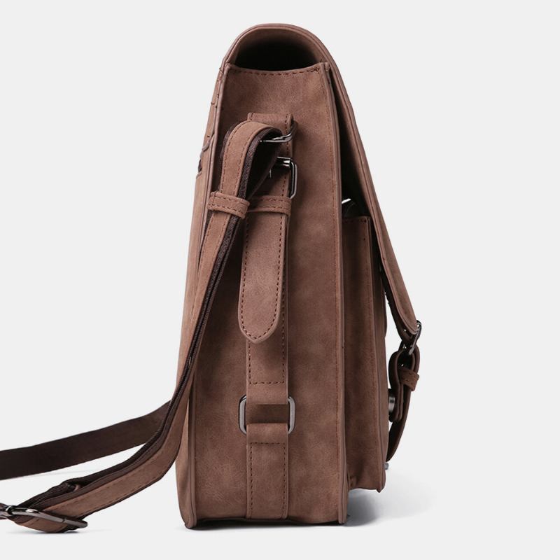 Mænd Pu Læder Multifunktion Anti-tyveri Stor Kapacitet Multi-pocket Crossbody Taske Skuldertaske