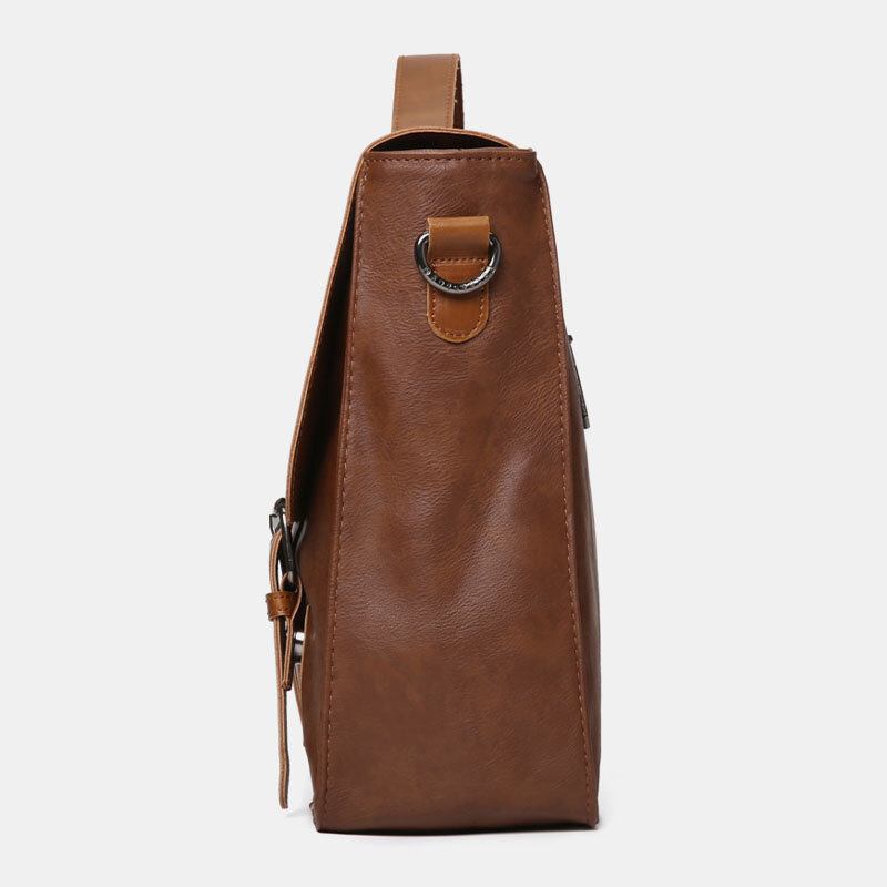 Mænd Pu Læder Multifunktion Lærertaske Med Flere Lommer Briefcase Crossbody Skuldertaske