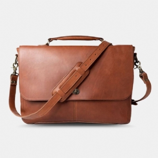 Mænd Pu Læder Multifunktion Vintage 15.6 Inch Laptop Anti-tyveri Briefcase Messenger Taske Crossbody Taske