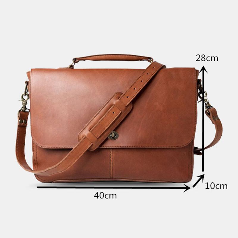 Mænd Pu Læder Multifunktion Vintage 15.6 Inch Laptop Anti-tyveri Briefcase Messenger Taske Crossbody Taske