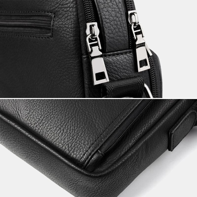 Mænd Pu Læder Multifunktionel Multi-lomme Crossbody Taske Med Stor Kapacitet Lærertaske