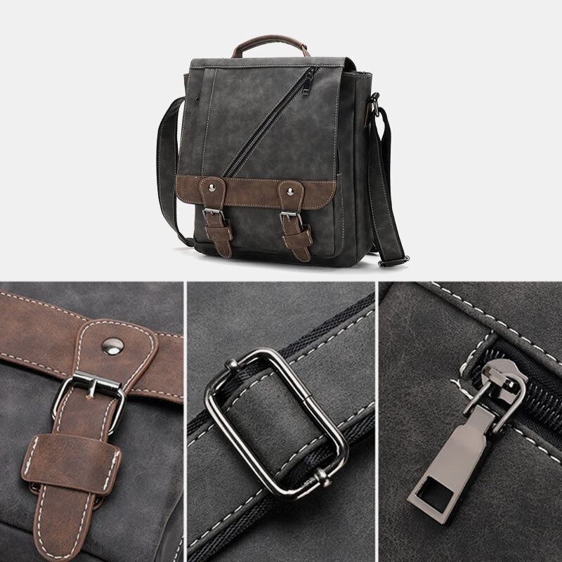 Mænd Pu Læder Stor Kapacitet Vintage Casual Vandtæt Åndbar Crossbody Tasker Skuldertasker Håndtaske