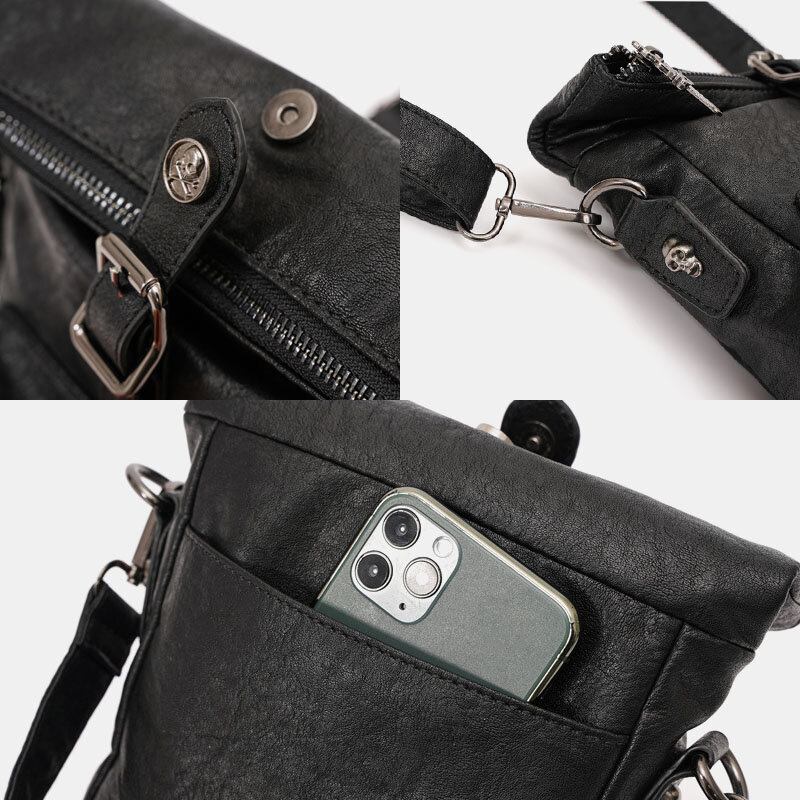 Mænd Pu Læder Vintage 6.3 Tommer Telefontaske Small Crossbody Tasker Skuldertaske