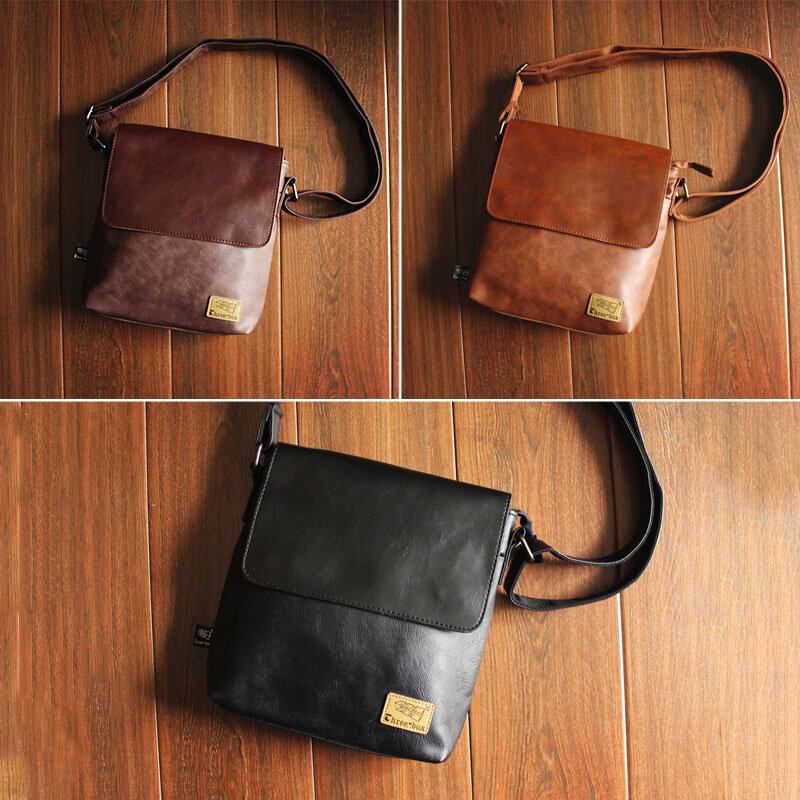 Mænd Pu Leahter Ryg Anti-tyveri Lomme Crossbody Tasker Casual 6.5 Tommer Telefontaske Messenger Taske Skuldertaske Rejsetaske