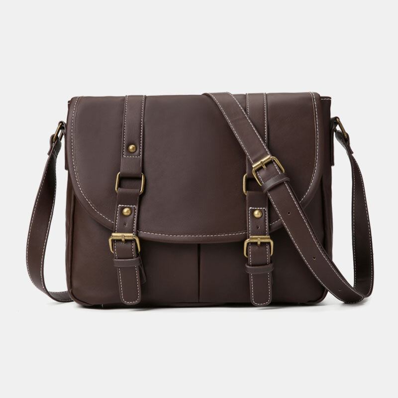 Mænd Vintage Large Capacity Multi-pocket Pu Læder Lærertaske Crossbody Taske Brief Skuldertaske