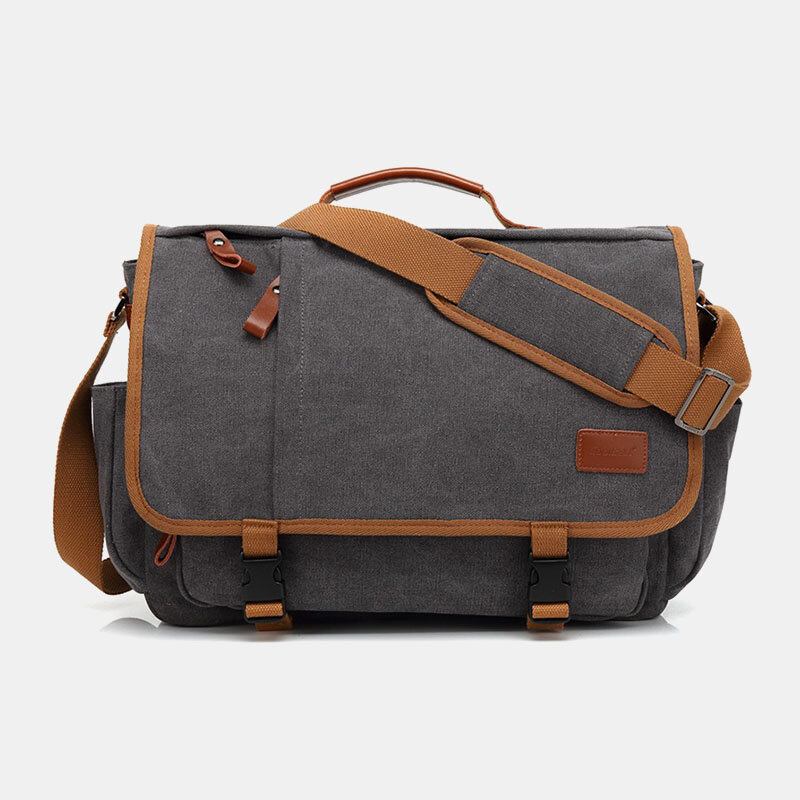 Mænd Vintage Stor Kapacitet Vandtæt Canvas Casual Crossbody Taske Skuldertaske Rejsetaske