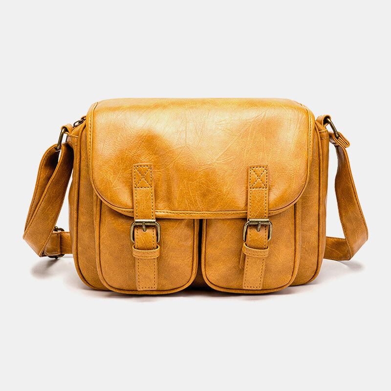 Mænd Vintage Vandtæt Multi-lommer Flap-over Imiteret Læder Crossbody Taske