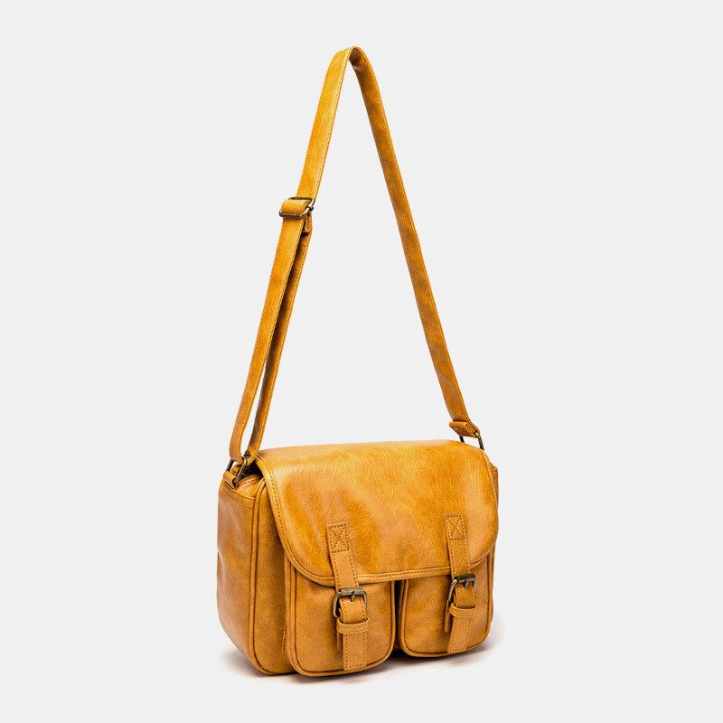 Mænd Vintage Vandtæt Multi-lommer Flap-over Imiteret Læder Crossbody Taske