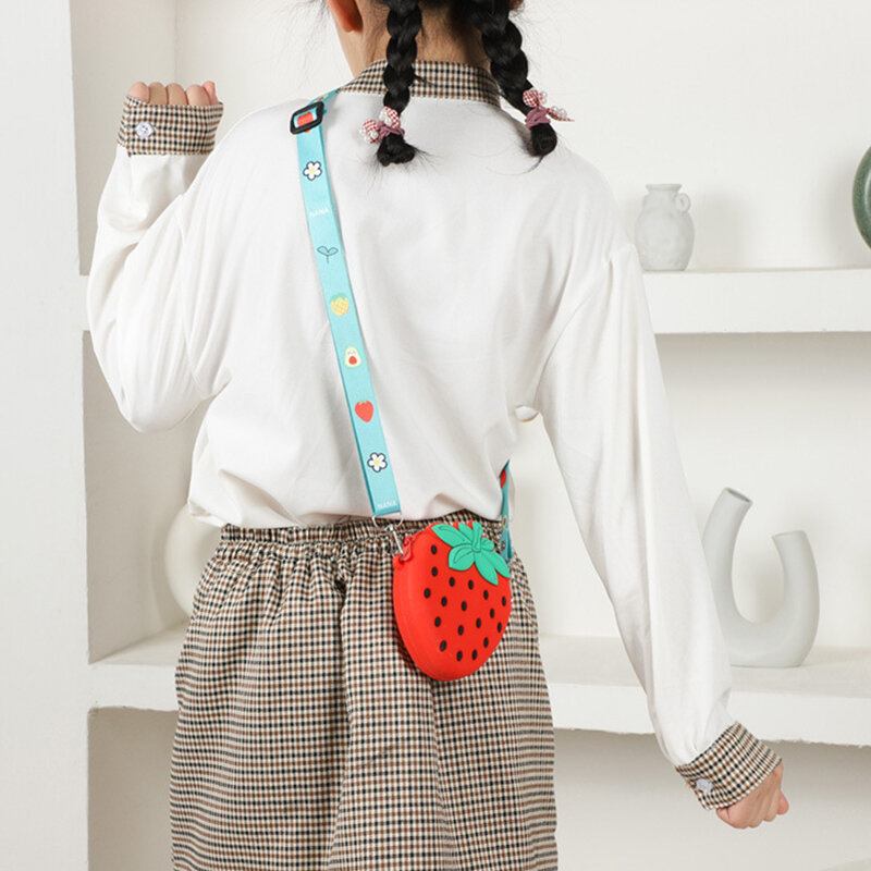 Sød Strawberry Avocado Rubber Mini Crossbody Taske