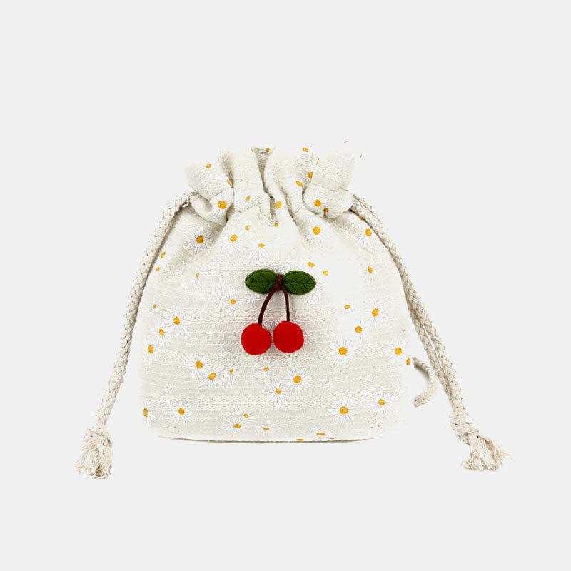 Summer Cherry Dotted Rund Straw Crossbody Taske Skuldertaske