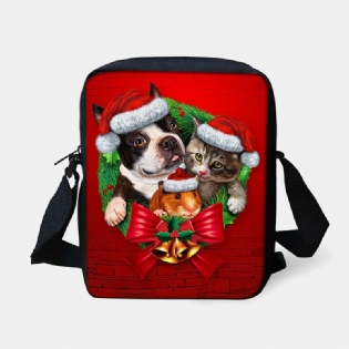 Unisex Barn Jul Sød Hund Kat Dyretryk Lille Crossbody Taske Håndtaske