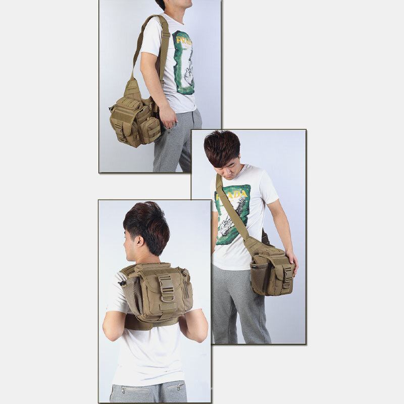 Unisex Oxford Cloth Taktisk Camouflage Udendørs Spil Ridning Multi-bære Sadeltaske Crossbody Taske Taljetaske Rygsæk