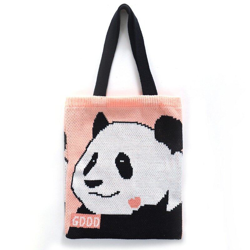 Vinter-ol Beijing 2022 Cute Panda Printing Håndtaske Polyester Fiber Stor Kapacitet Vandtæt Skuldertaske Indkøbstaske