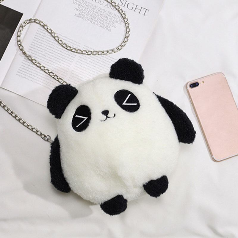 Vinter-ol Beijing 2022 Sød Panda Dacron Chain Crossbody-taske