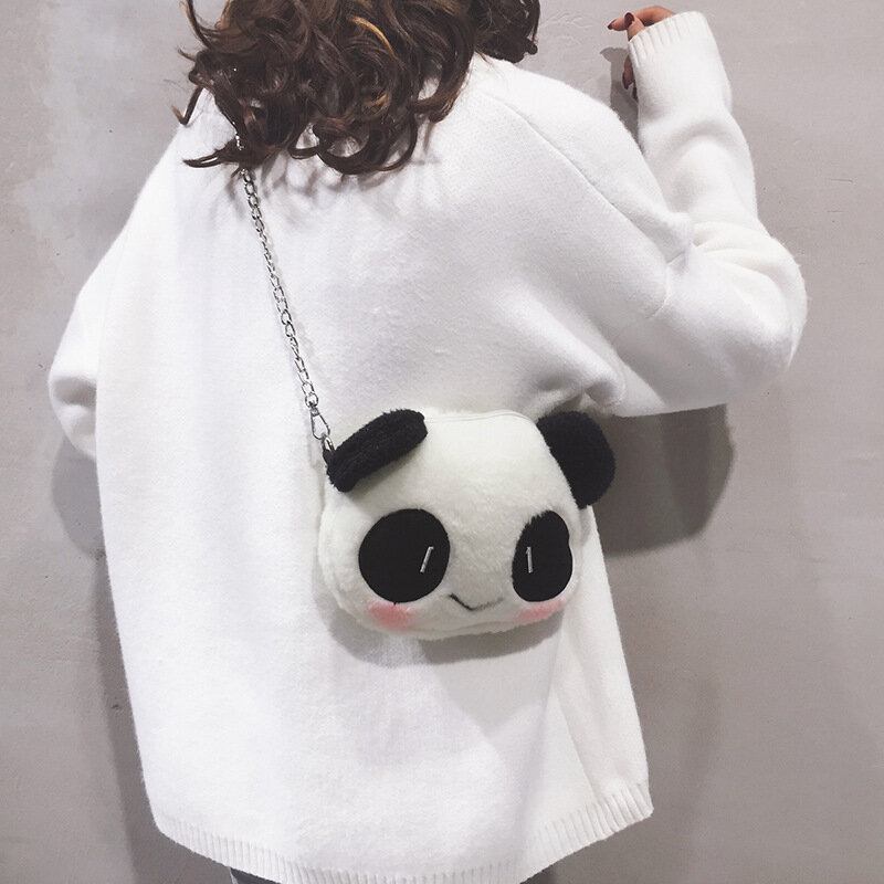 Vinter-ol Beijing 2022 Sød Panda Dacron Chain Crossbody-taske