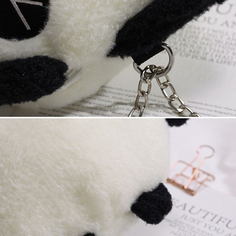 Vinter-ol Beijing 2022 Sød Panda Dacron Chain Crossbody-taske