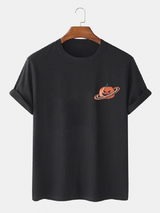 100% Bomuld Herre Halloween Græskar Print Kortærmede T-shirts