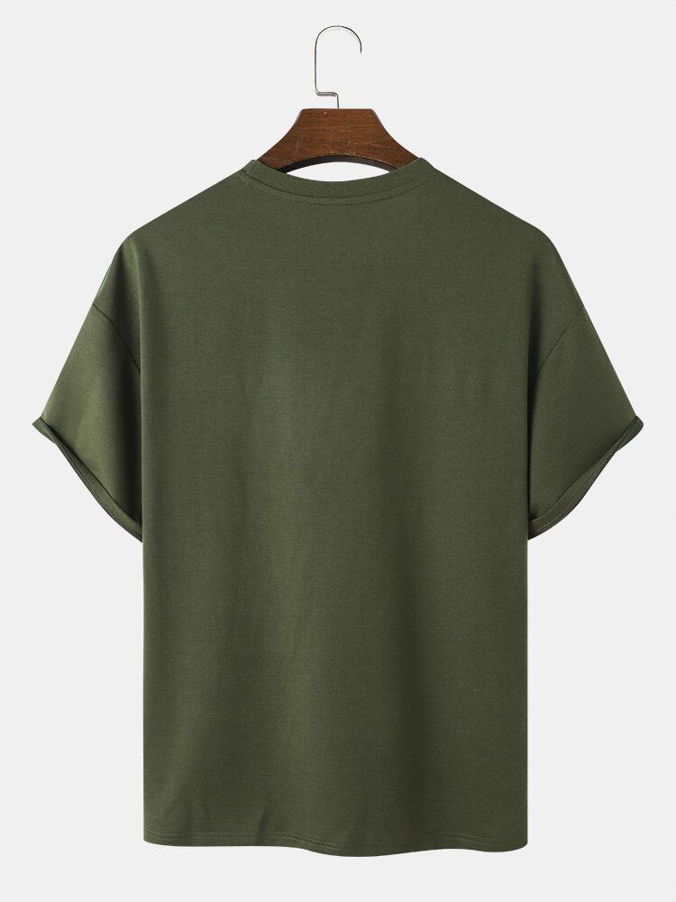 Flad Lommesyning Til Mænd Colorblock Camping Soft Åndbar T-shirts