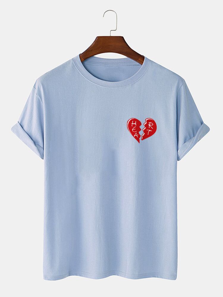 Herre 100% Bomuld Heart Broken Casual T-shirts