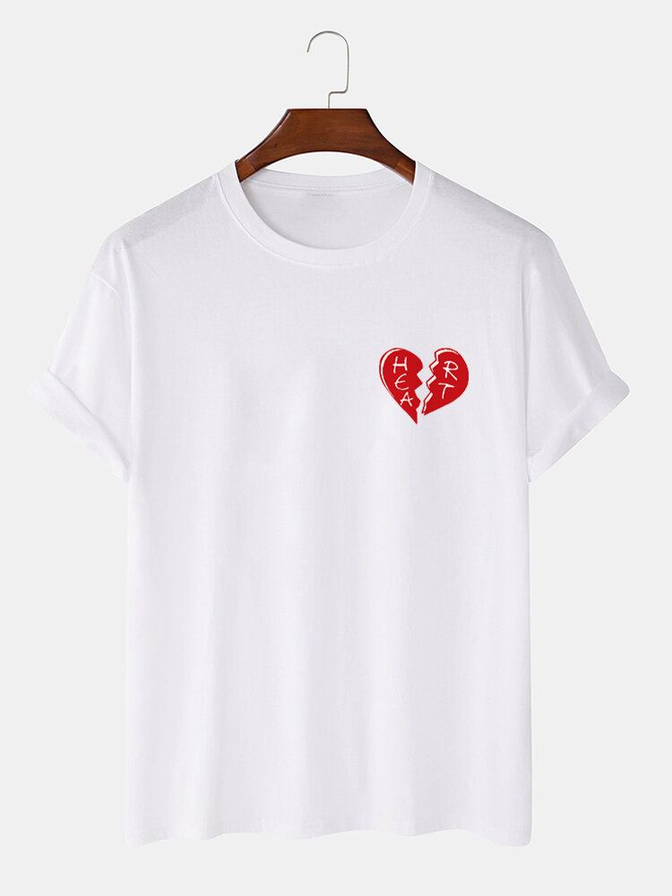 Herre 100% Bomuld Heart Broken Casual T-shirts