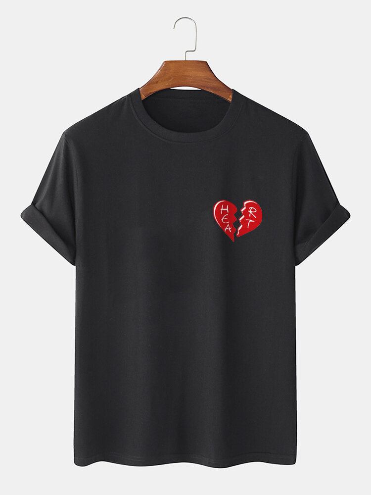 Herre 100% Bomuld Heart Broken Casual T-shirts