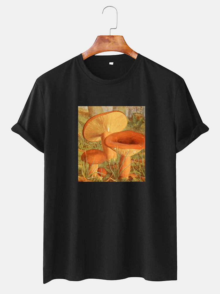 Herre Svampe Grafisk Print Tynd O-hals Kortærmet T-shirt