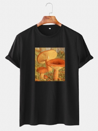 Herre Svampe Grafisk Print Tynd O-hals Kortærmet T-shirt